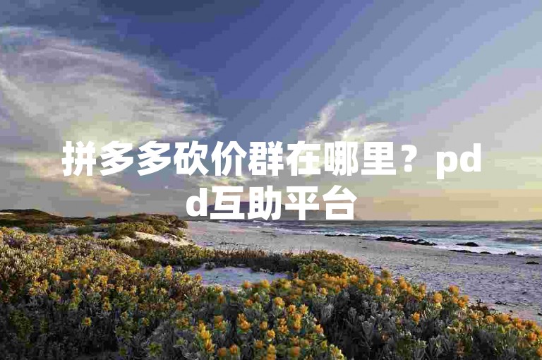 拼多多砍价群在哪里？pdd互助平台