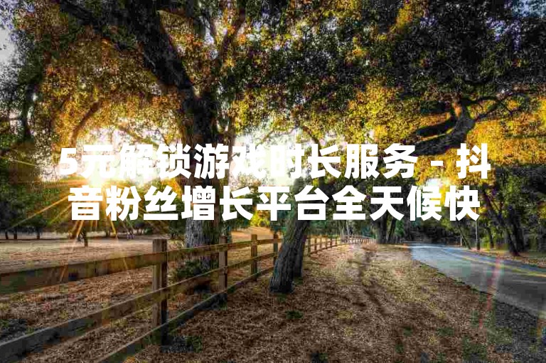 5元解锁游戏时长服务 - 抖音粉丝增长平台全天候快速处理订单