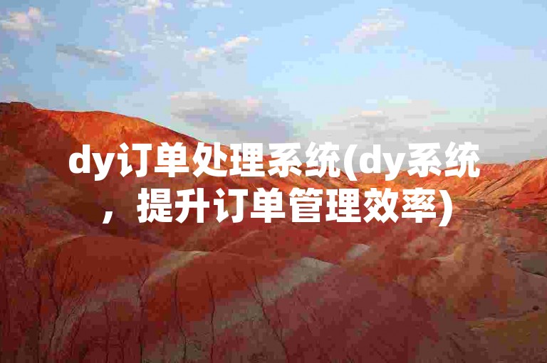 dy订单处理系统(dy系统，提升订单管理效率)