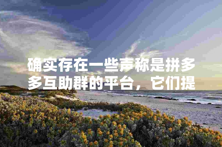 确实存在一些声称是拼多多互助群的平台，它们提供所谓的pdd助力服务。
