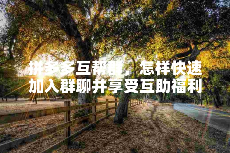 拼多多互帮群，怎样快速加入群聊并享受互助福利？