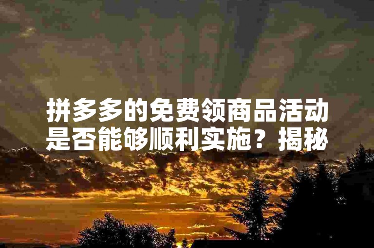 拼多多的免费领商品活动是否能够顺利实施？揭秘其背后的真实情况及应对策略。