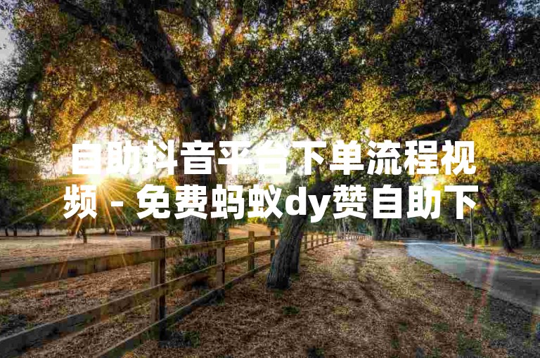 自助抖音平台下单流程视频 - 免费蚂蚁dy赞自助下单平台网站