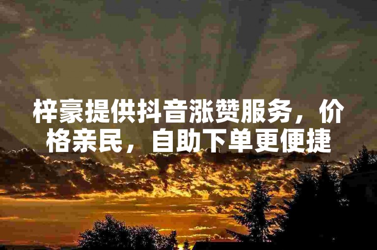 梓豪提供抖音涨赞服务，价格亲民，自助下单更便捷。