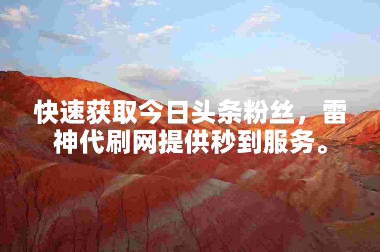 快速获取今日头条粉丝，雷神代刷网提供秒到服务。