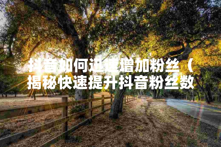 抖音如何迅速增加粉丝（揭秘快速提升抖音粉丝数量的策略）。