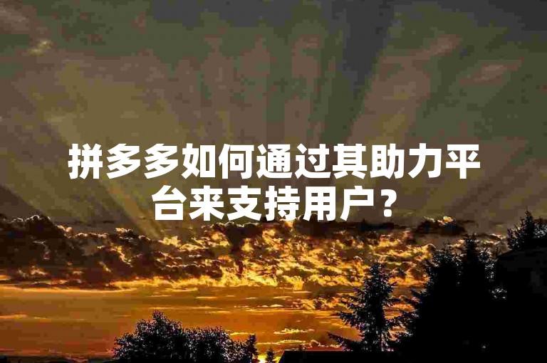 拼多多如何通过其助力平台来支持用户？