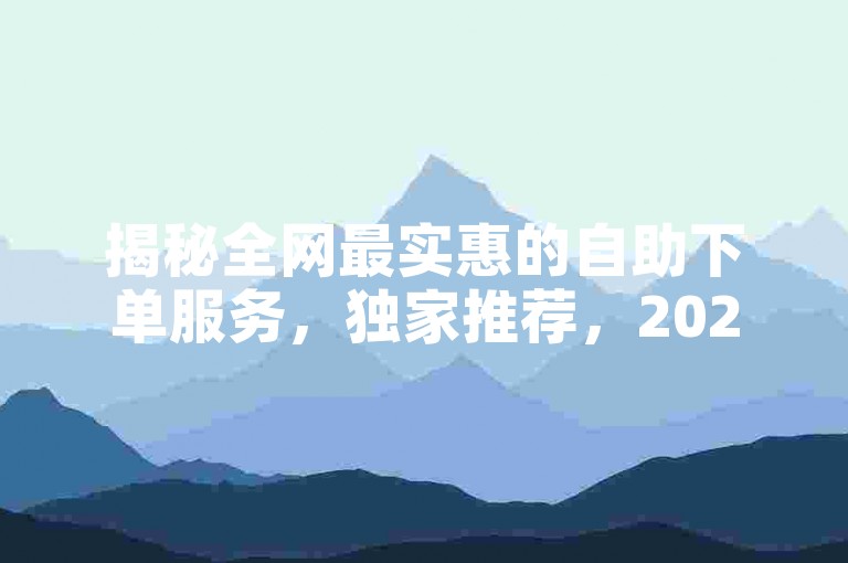 揭秘全网最实惠的自助下单服务，独家推荐，2025年必备技巧！