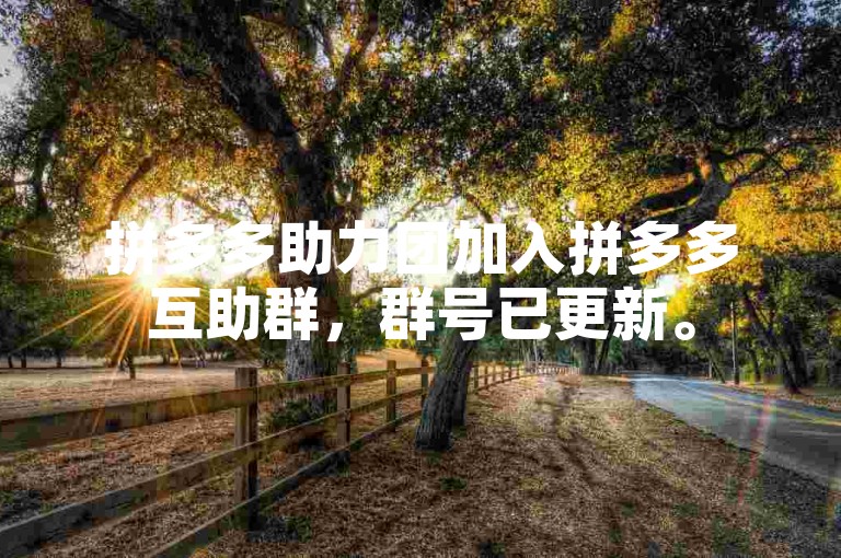 拼多多助力团加入拼多多互助群，群号已更新。