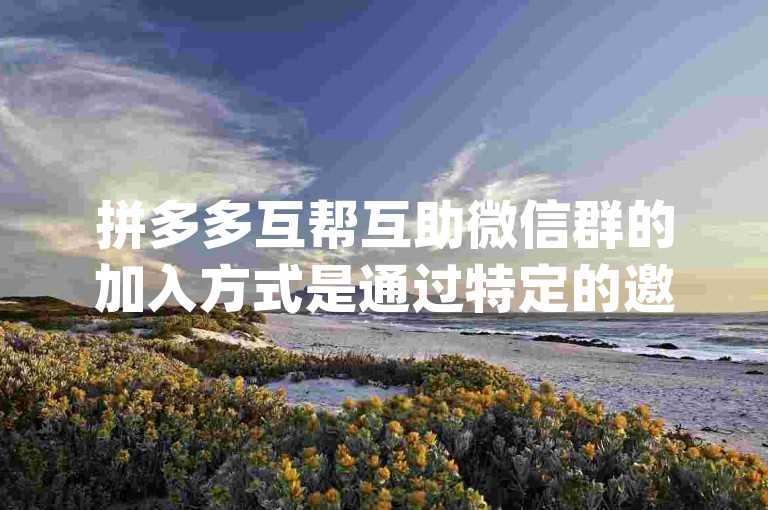 拼多多互帮互助微信群的加入方式是通过特定的邀请链接或二维码，进入后可以参与{pdd帮忙助力}活动。