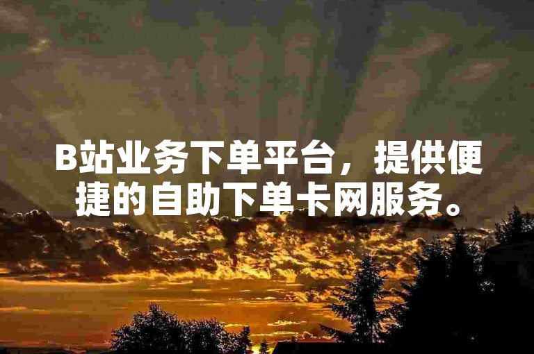 B站业务下单平台，提供便捷的自助下单卡网服务。