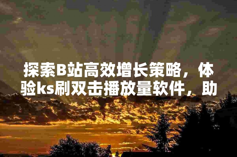 探索B站高效增长策略，体验ks刷双击播放量软件，助力内容创作者轻松提升影响力。