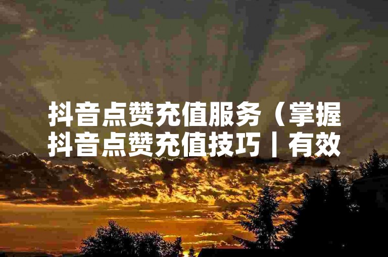 抖音点赞充值服务（掌握抖音点赞充值技巧｜有效增加抖音视频的人气）