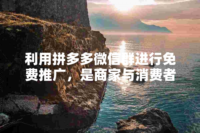 利用拼多多微信群进行免费推广，是商家与消费者建立联系的创新方式。