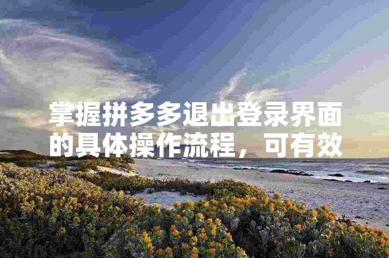 掌握拼多多退出登录界面的具体操作流程，可有效保护个人账户安全。