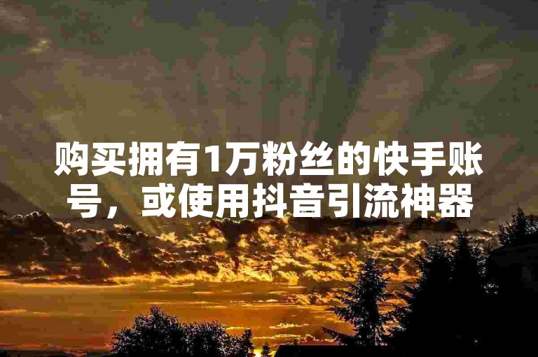 购买拥有1万粉丝的快手账号，或使用抖音引流神器APP来提升你的社交媒体影响力。