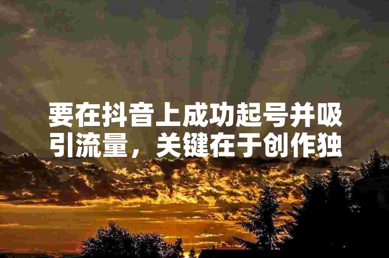 要在抖音上成功起号并吸引流量，关键在于创作独特且高质量的内容，同时积极与观众互动。
