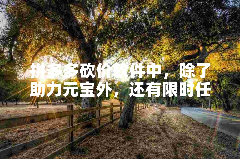 拼多多砍价软件中，除了助力元宝外，还有限时任务、邀请好友额外奖励等多种方式助力砍价。