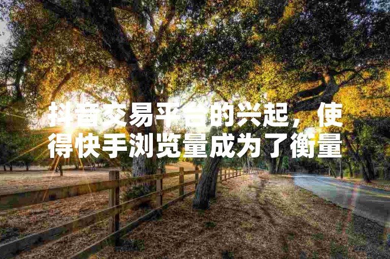 抖音交易平台的兴起，使得快手浏览量成为了衡量视频热度的重要指标。