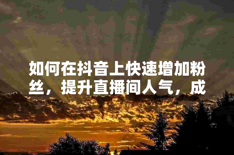 如何在抖音上快速增加粉丝，提升直播间人气，成为热门主播？