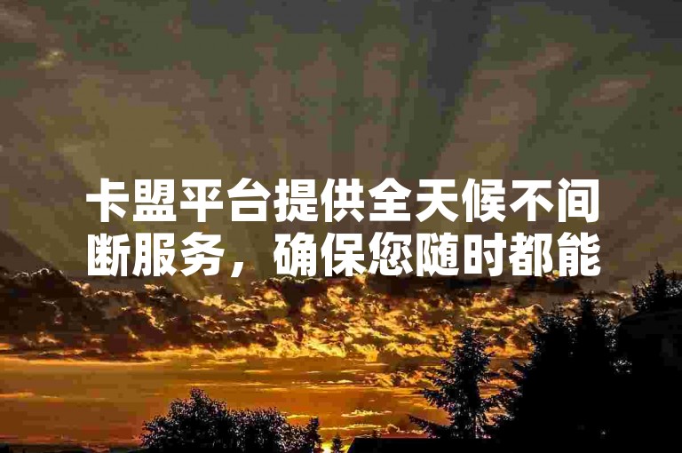 卡盟平台提供全天候不间断服务，确保您随时都能自助下单获取所需资源。