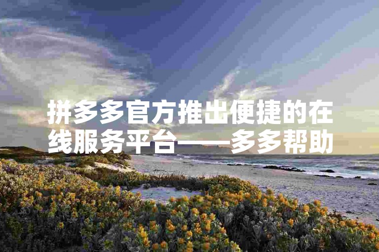 拼多多官方推出便捷的在线服务平台——多多帮助力，旨在为用户提供全方位的购物支持。