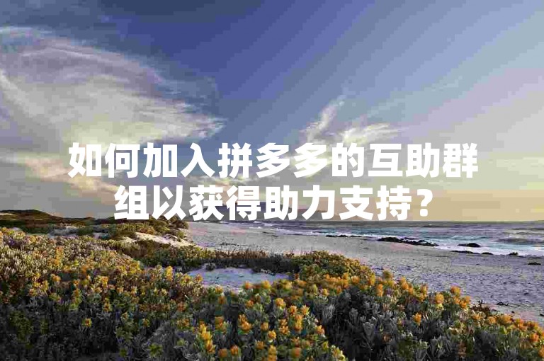 如何加入拼多多的互助群组以获得助力支持？