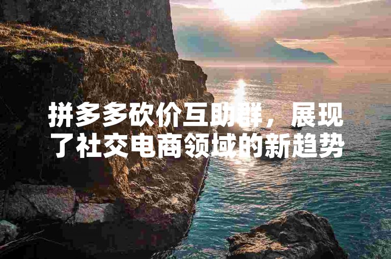 拼多多砍价互助群，展现了社交电商领域的新趋势。