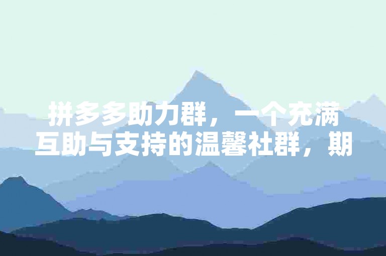 拼多多助力群，一个充满互助与支持的温馨社群，期待您的参与！