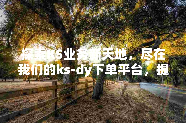探索KS业务新天地，尽在我们的ks-dy下单平台，提供稳定且超低价的服务，让您的网红商城之旅秒到心悦。