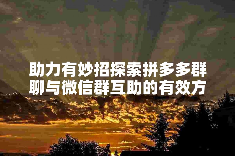 助力有妙招探索拼多多群聊与微信群互助的有效方法。