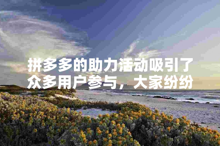 拼多多的助力活动吸引了众多用户参与，大家纷纷通过各种方式为好友助力。