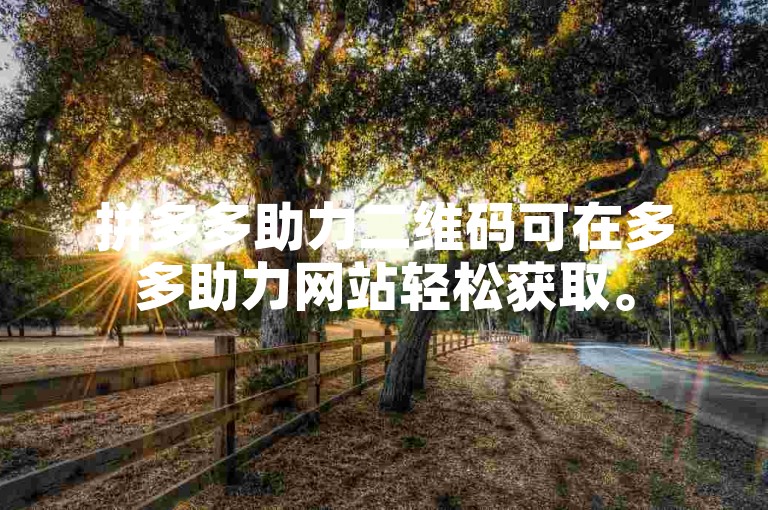 拼多多助力二维码可在多多助力网站轻松获取。