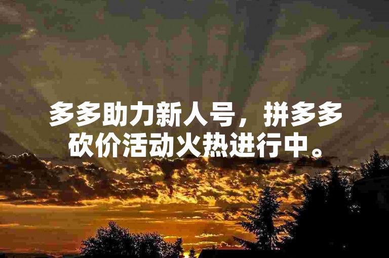 多多助力新人号，拼多多砍价活动火热进行中。