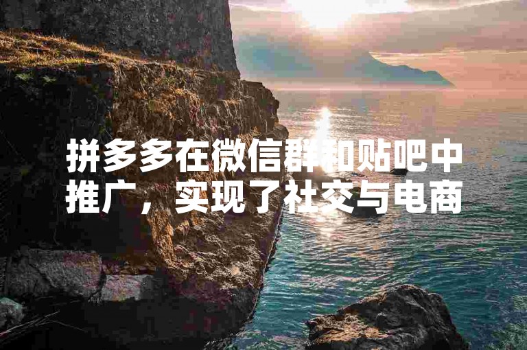 拼多多在微信群和贴吧中推广，实现了社交与电商的无缝对接。