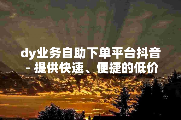 dy业务自助下单平台抖音 - 提供快速、便捷的低价dy赞服务。