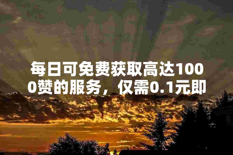 每日可免费获取高达1000赞的服务，仅需0.1元即可获得一万赞的优惠平台。