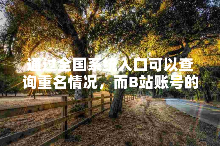 通过全国系统入口可以查询重名情况，而B站账号的购买则需谨慎选择自动发卡网。