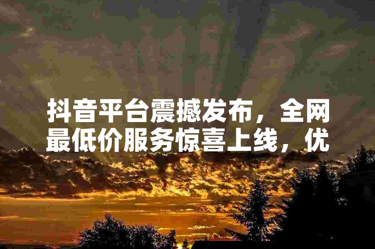 抖音平台震撼发布，全网最低价服务惊喜上线，优惠幅度史无前例！2025年必备技能。
