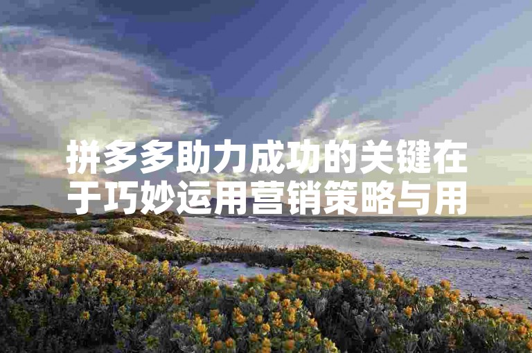 拼多多助力成功的关键在于巧妙运用营销策略与用户互动技巧。