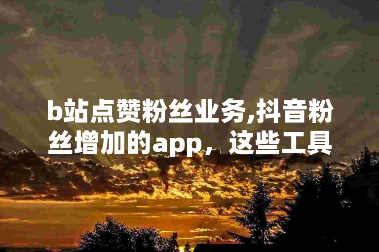 b站点赞粉丝业务,抖音粉丝增加的app，这些工具可以帮助用户快速提升社交媒体账号的影响力和关注度。