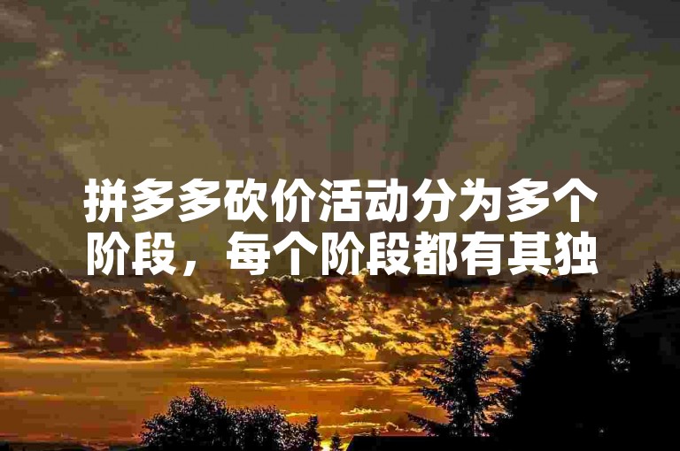 拼多多砍价活动分为多个阶段，每个阶段都有其独特的挑战和奖励，而砖石多多帮点可能是其中某个特定阶段的标识或奖励。