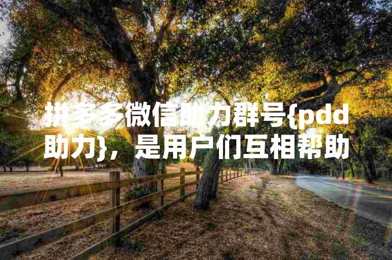 拼多多微信助力群号{pdd助力}，是用户们互相帮助完成拼单任务的社交圈子。