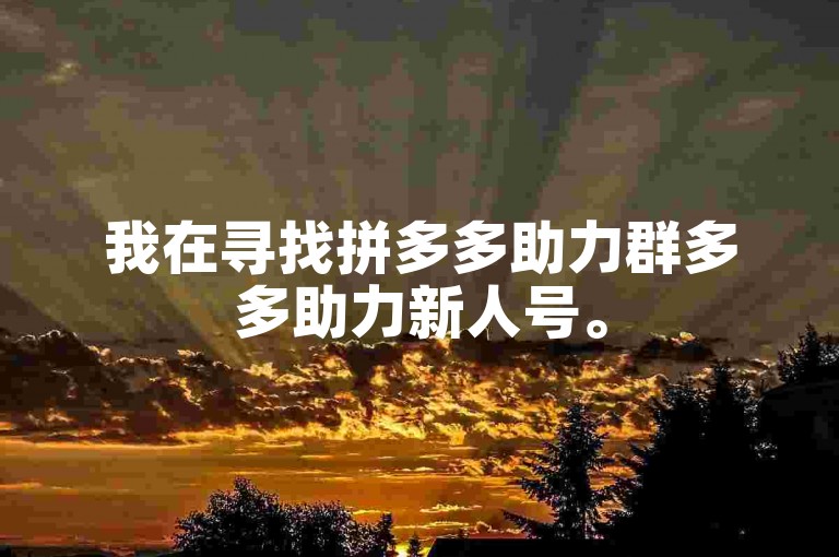 我在寻找拼多多助力群多多助力新人号。