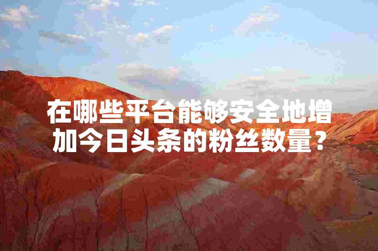 在哪些平台能够安全地增加今日头条的粉丝数量？