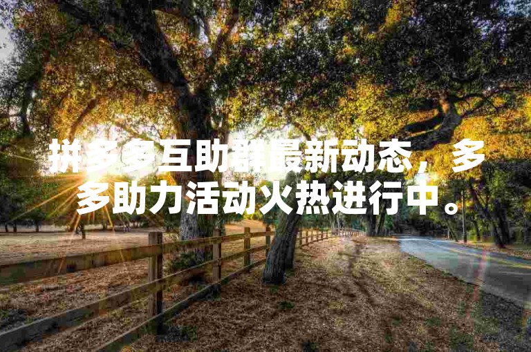 拼多多互助群最新动态，多多助力活动火热进行中。