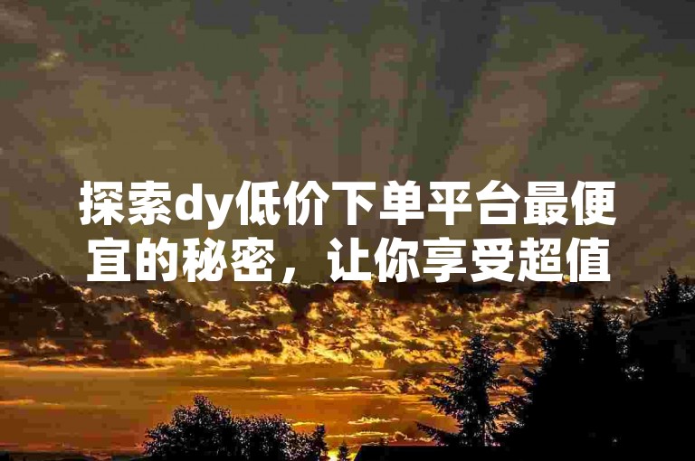 探索dy低价下单平台最便宜的秘密，让你享受超值购物体验。