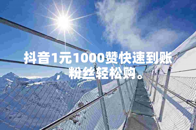 抖音1元1000赞快速到账，粉丝轻松购。
