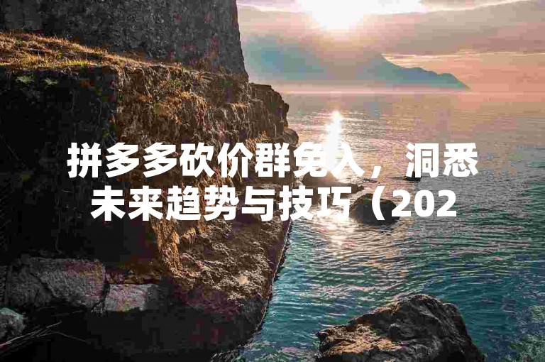 拼多多砍价群免入，洞悉未来趋势与技巧（2025年展望）。