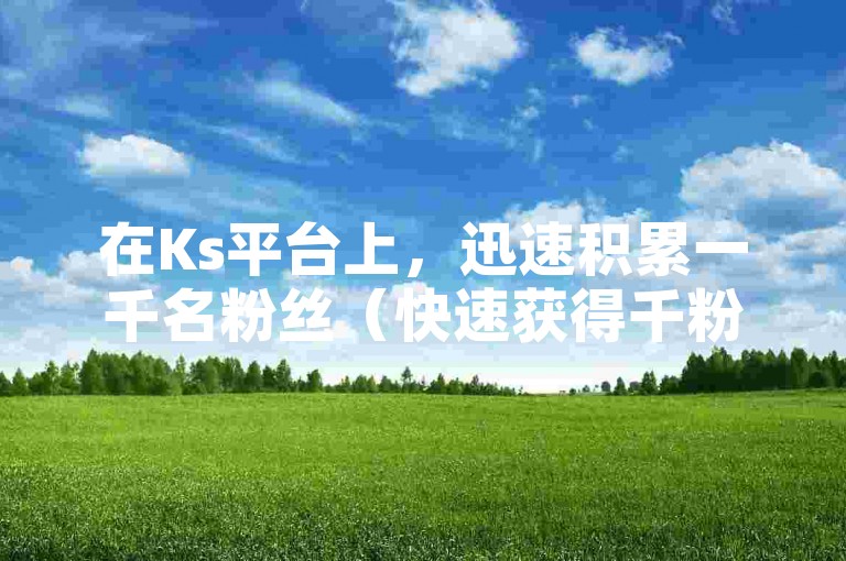 在Ks平台上，迅速积累一千名粉丝（快速获得千粉）是许多创作者的目标。